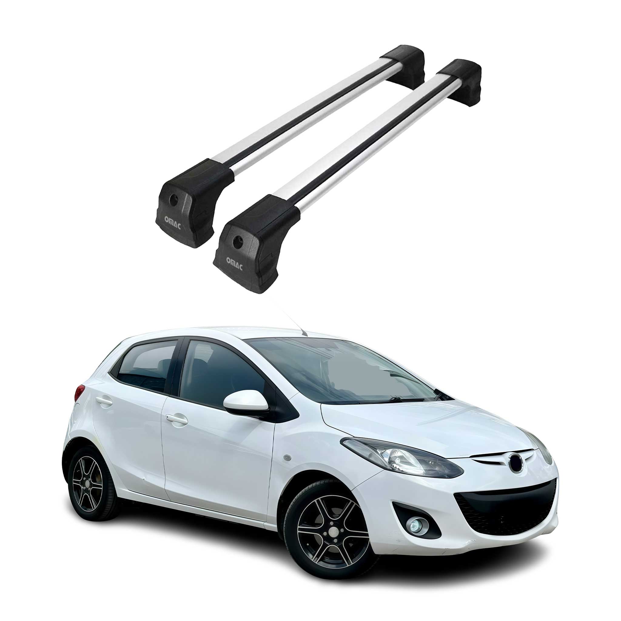 Dachträger Gepäckträger für Mazda 2 2007-2015 Grundträger Aluminium Grau 2x