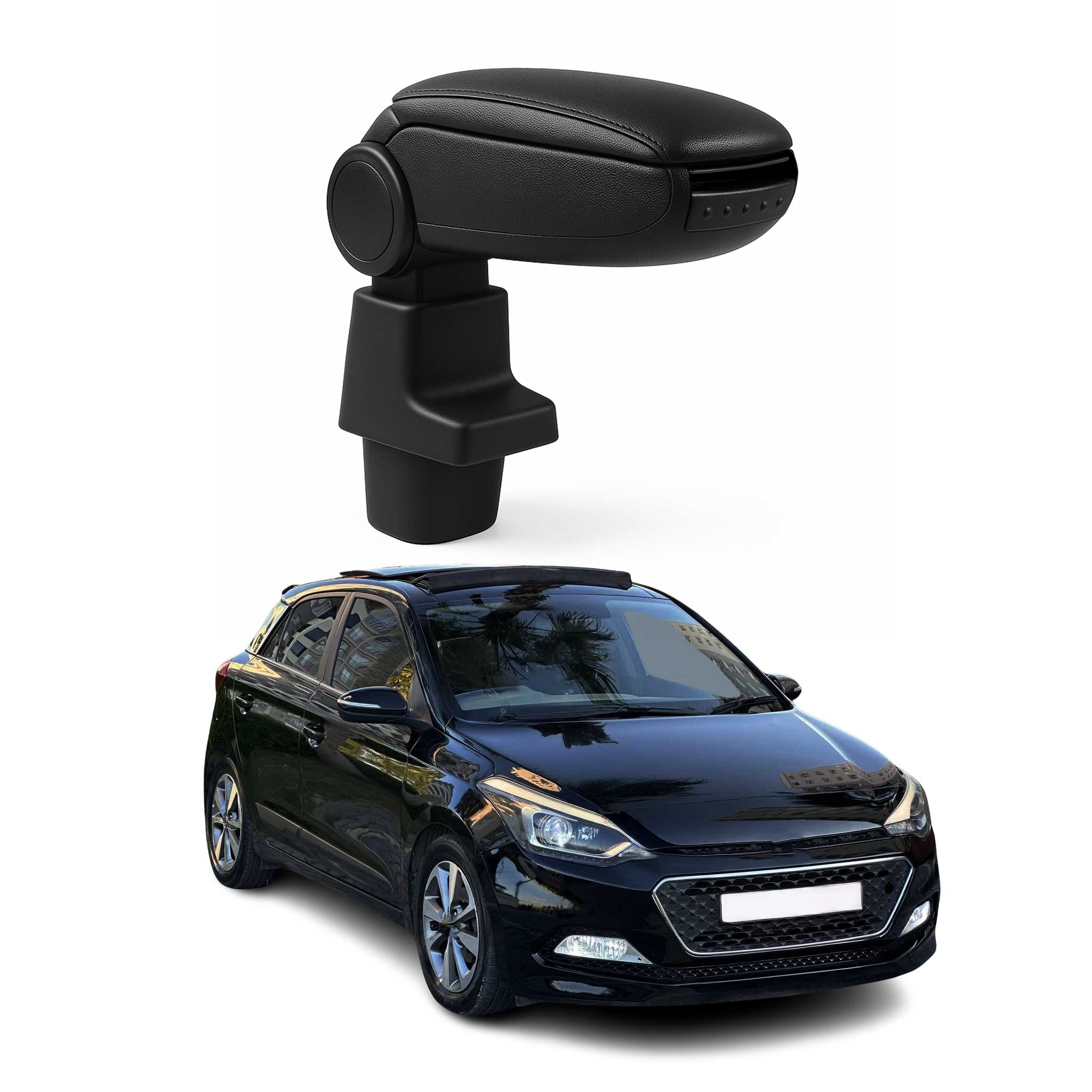 Mittelarmlehne Armlehne Mittelkonsole für Hyundai i20 2015-2020 PU-Leder Schwarz
