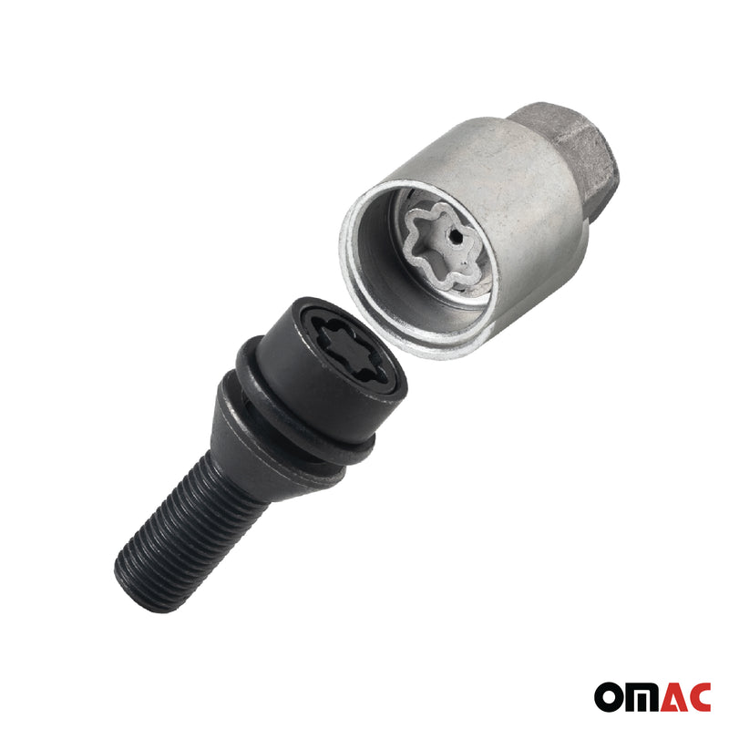 Radschloss Satz für Fiat Ducato Rad 16” bis 2005 Felgenschloss Schwarz M16x1.5