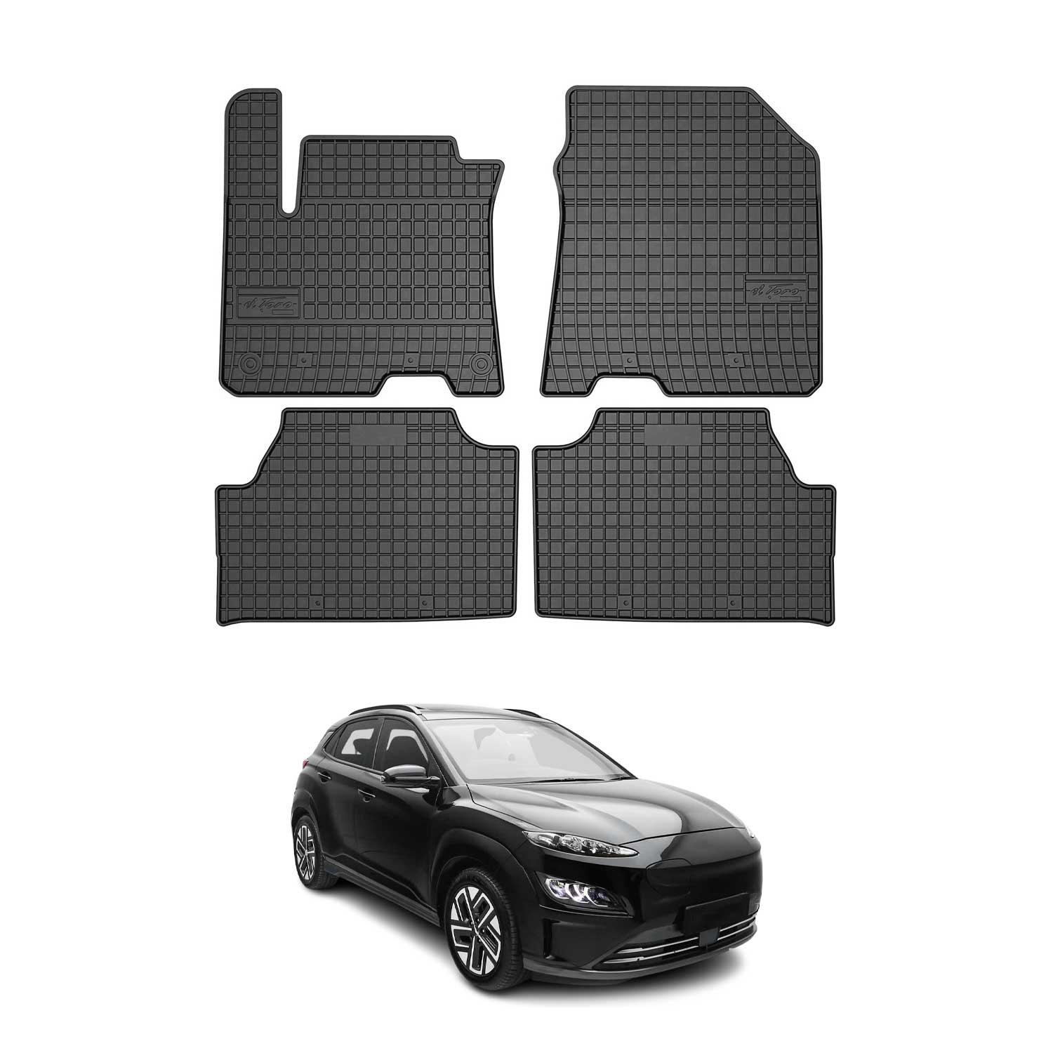 OMAC Gummi Fußmatten für Hyundai Kona Electric 2018-2023 Automatten Schwarz 4x