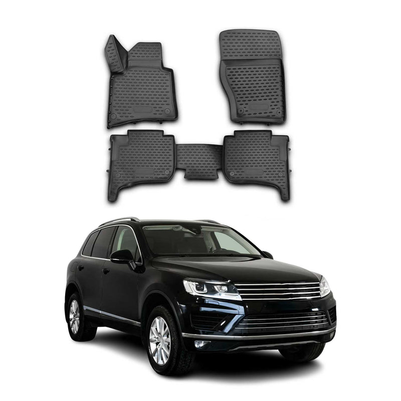 OMAC Gummimatten Fußmatten für Porsche Cayenne 2010-2016 TPE Matten Schwarz 4x