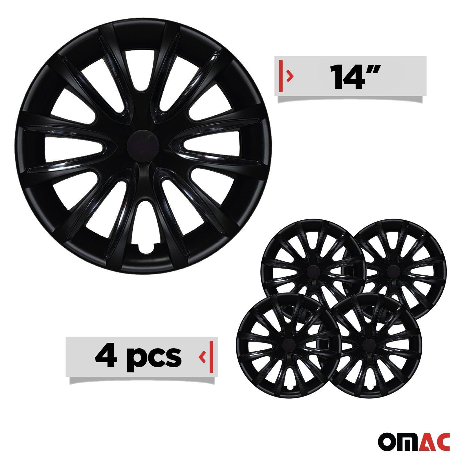 4x Radblenden Radkappen Radzierblenden für 14" Zoll Stahlfelgen Schwarz