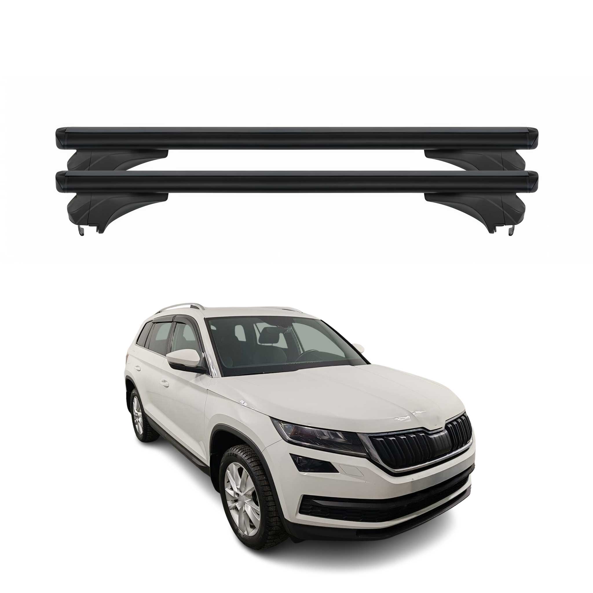 Menabo Dachträger Grundtäger für Skoda Kodiaq I 2017-2023 Aluminium Schwarz 2tlg