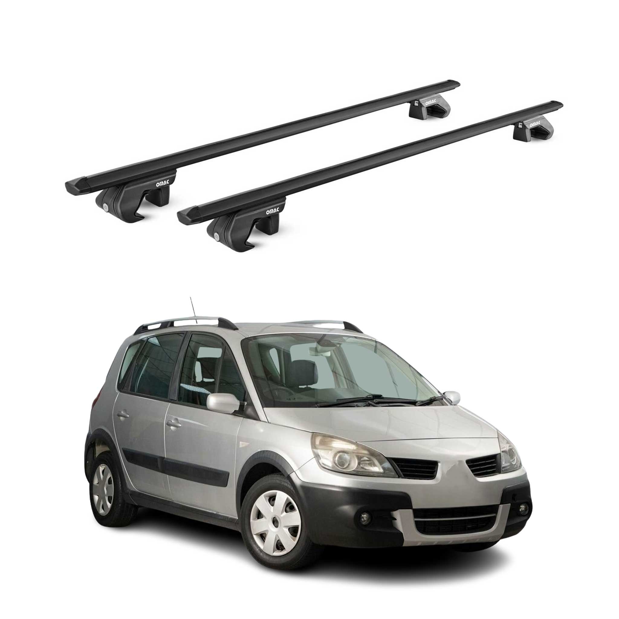 Dachträger für Renault Scenic II Conquest 2007-2009 5 tür 90kg Alu ABE Schwarz