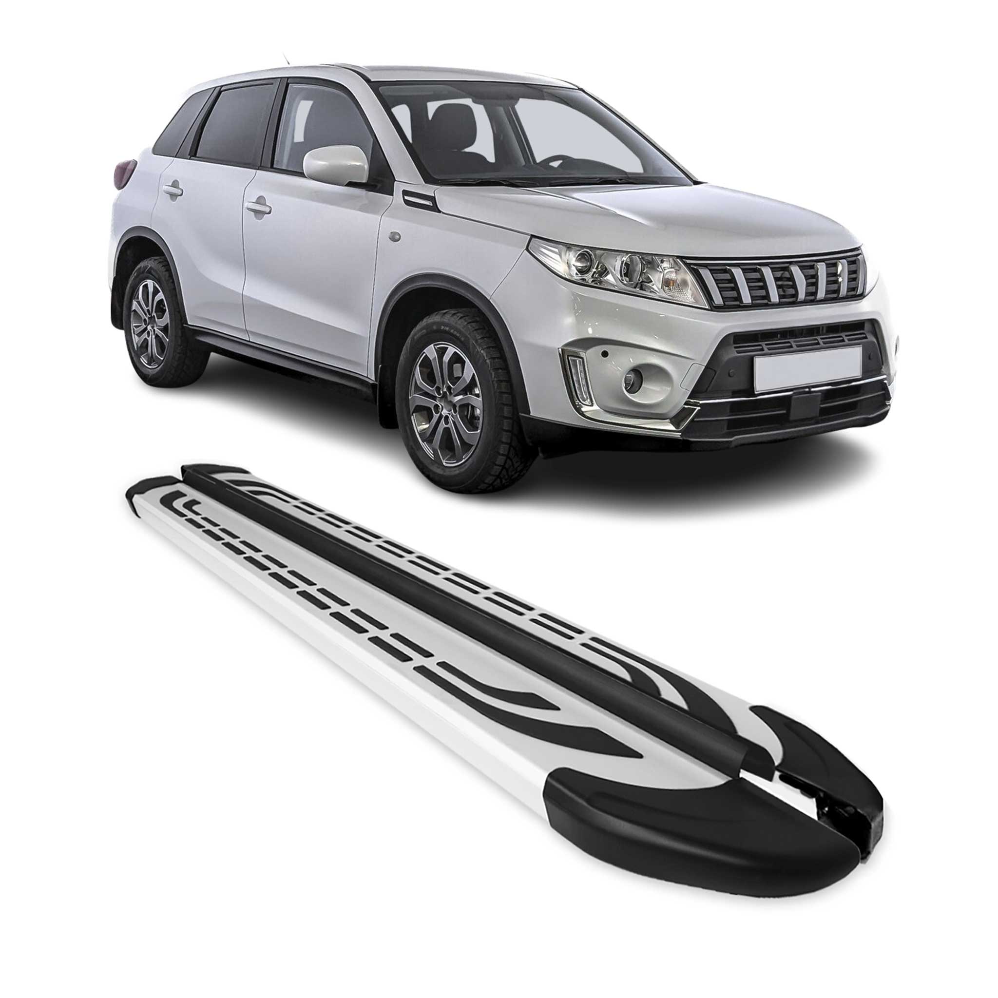 Trittbretter Seitenschweller Seitenbretter für Suzuki Vitara 2015-2026 Alu Grau