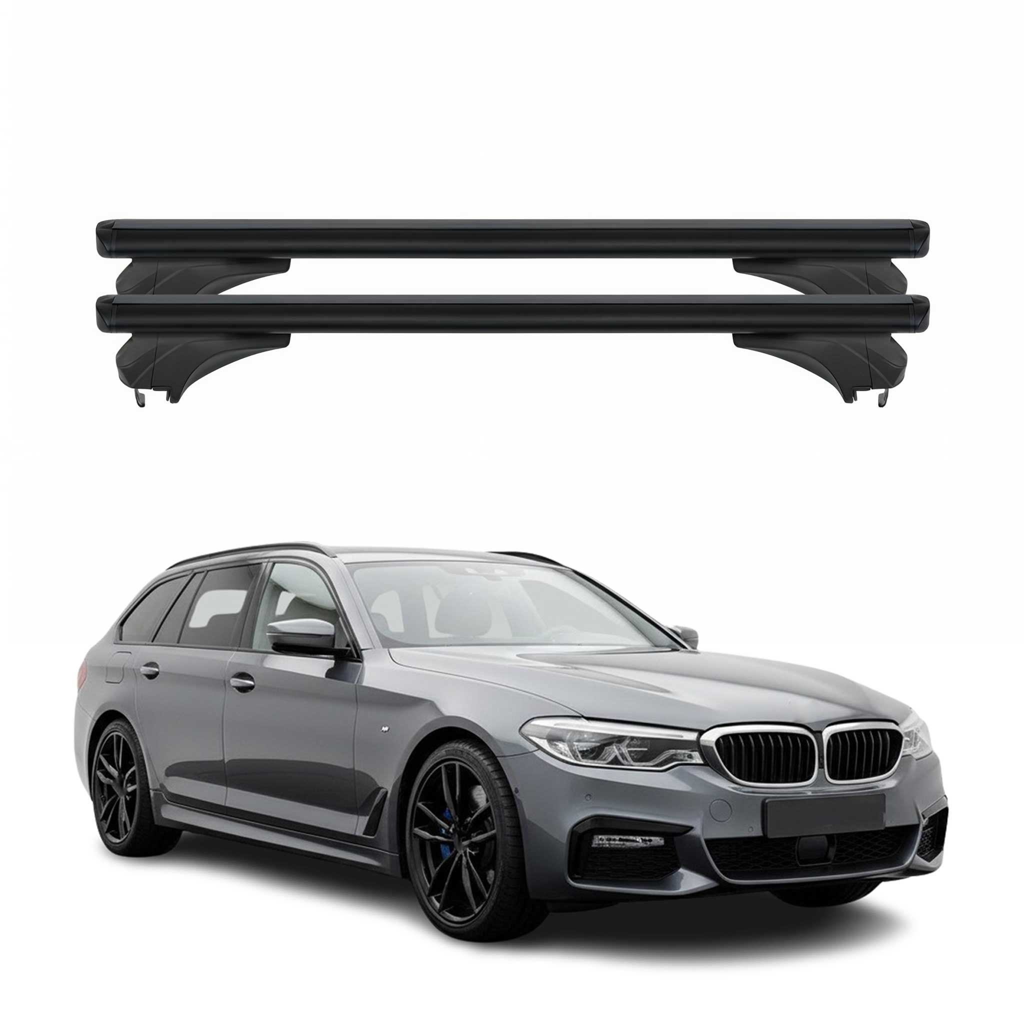 Menabo Dachträger Grundtäger für BMW 5er G31 Touring 2017-2023 Alu Schwarz 2 tlg
