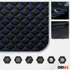 140cmx100cm Embossed Black Faux Leather Blue Diamond Stitch Car Upholstery