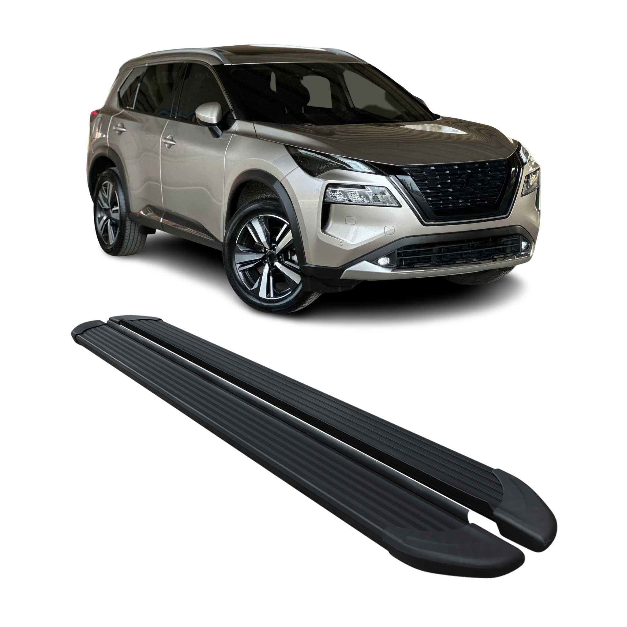 Seitenschweller Trittbretter Schweller für Nissan X-Trail 2021-2025 Alu Schwarz