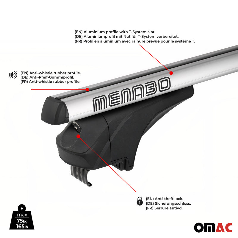 Menabo Dachträger Grundtäger für Citroen C4 Aircross 2012-2017 Alu Silber 2 tlg