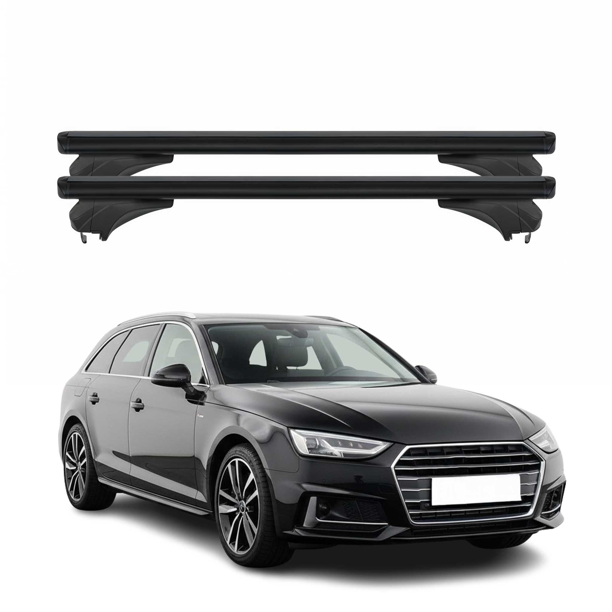 Menabo Dachträger Grundtäger für Audi A4 B9 Avant 2016-2025 Aluminium Schwarz 2x