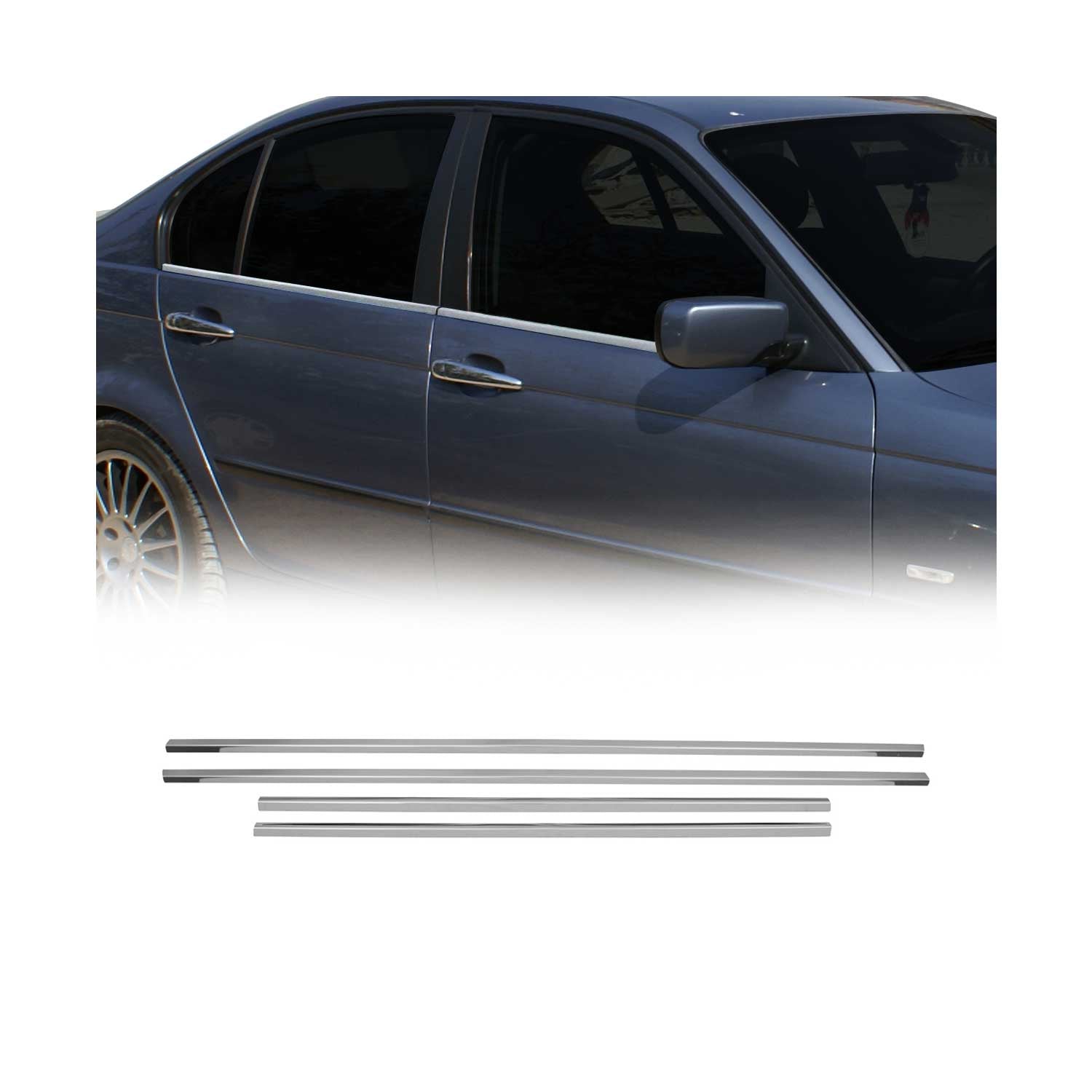 Fensterleisten Zierleisten für BMW 3er E46 1998-2007 Edelstahl Chrom 4tlg
