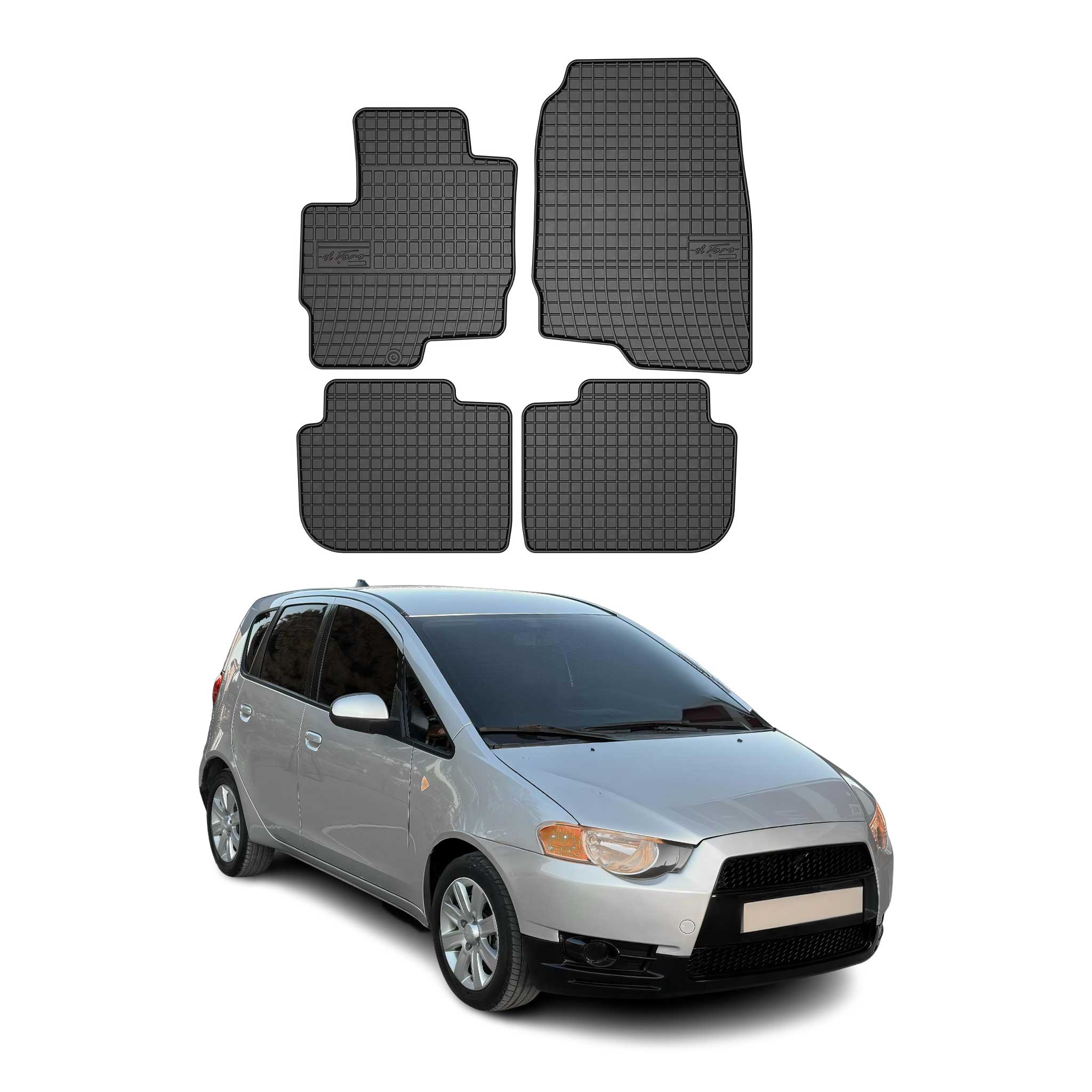 OMAC Gummi Fußmatten für Mitsubishi Colt Z30 2008-2012 5tür Automatte Schwarz 4x