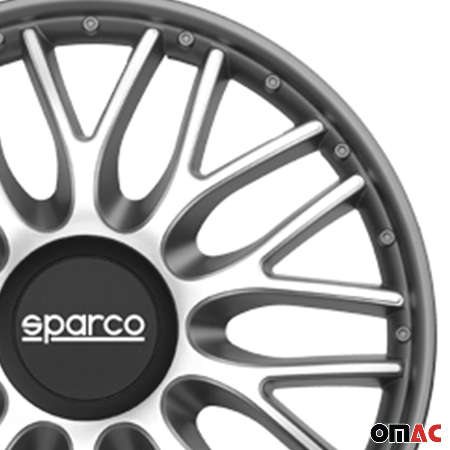 Radkappen Radzierblenden Sparco Roma 16" Zoll Auto Abdeckung Set Silber Grau 4x