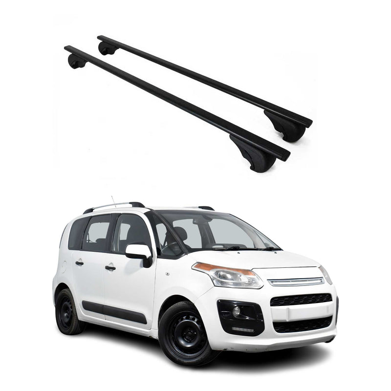 Dachträger Grundtäger für Citroen C3 Picasso 2008-2017 75kg Metall Schwarz 2 tlg