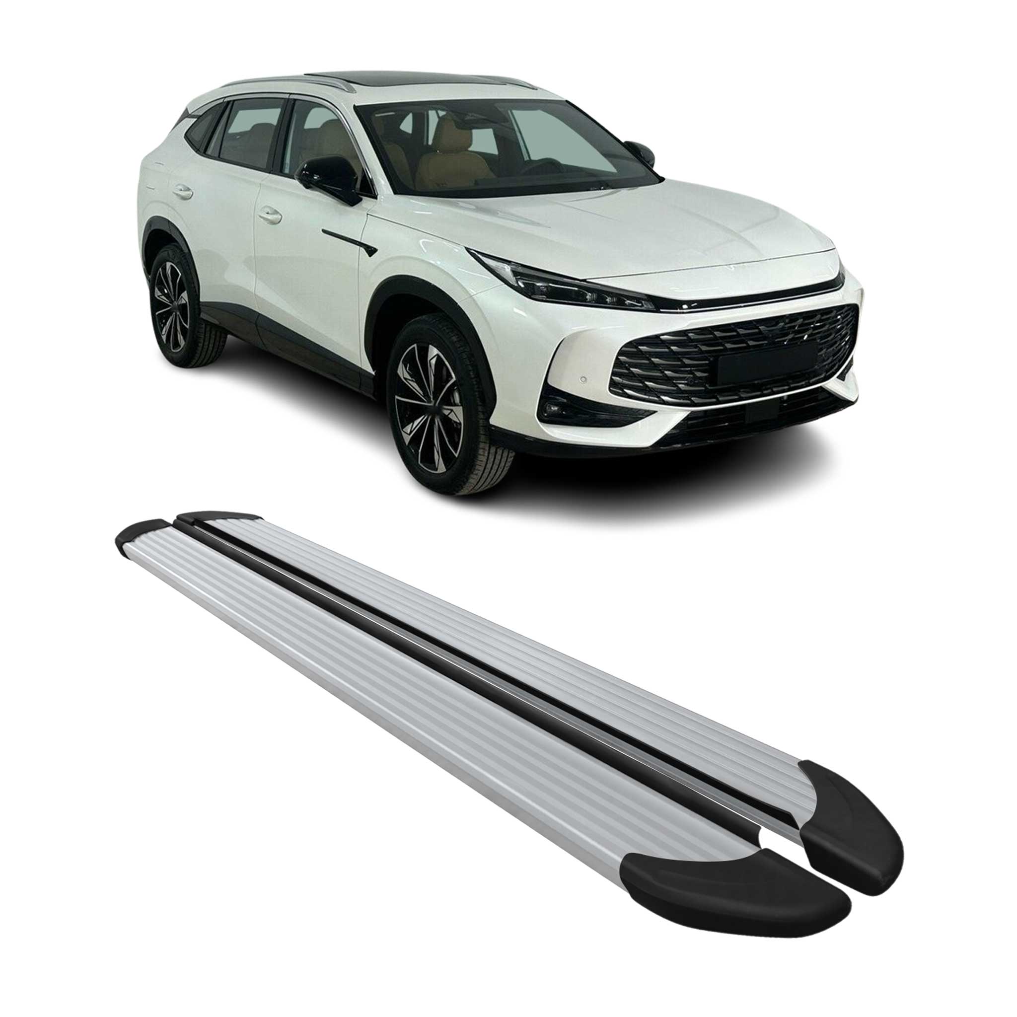 Trittbretter Seitenschweller Seitenbretter für MG HS II 2024-2026 Alu Silber
