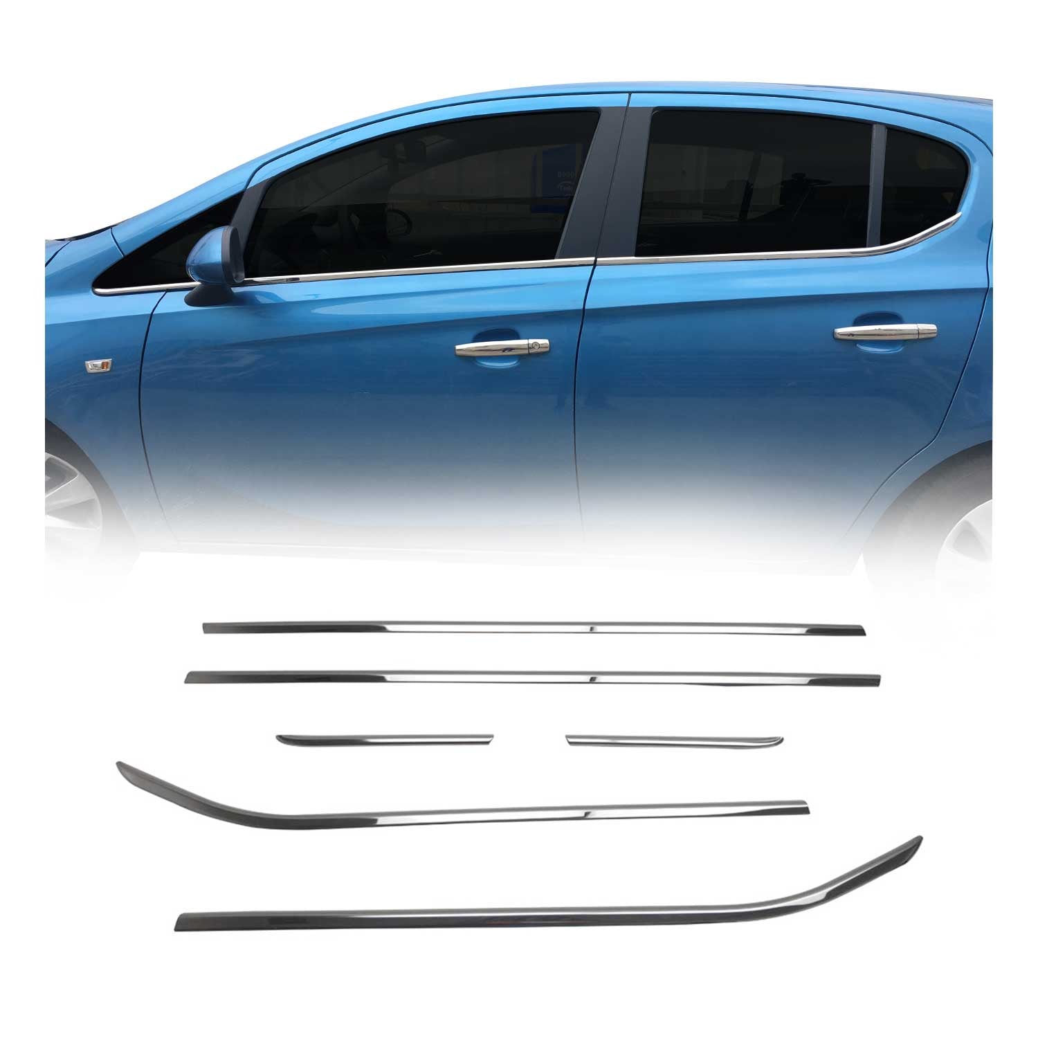 Fensterleisten Zierleisten für Opel Corsa 2015-2019 Edelstahl Chrom 6tlg