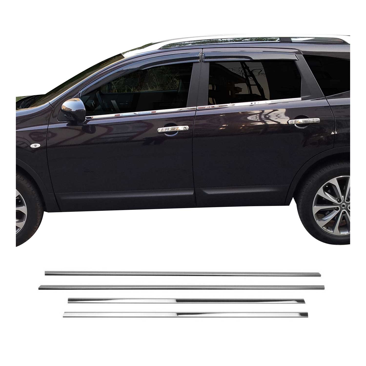 Fensterleisten Zierleisten für Nissan Qashqai +2 2008-2014 Edelstahl Chrom 4tlg