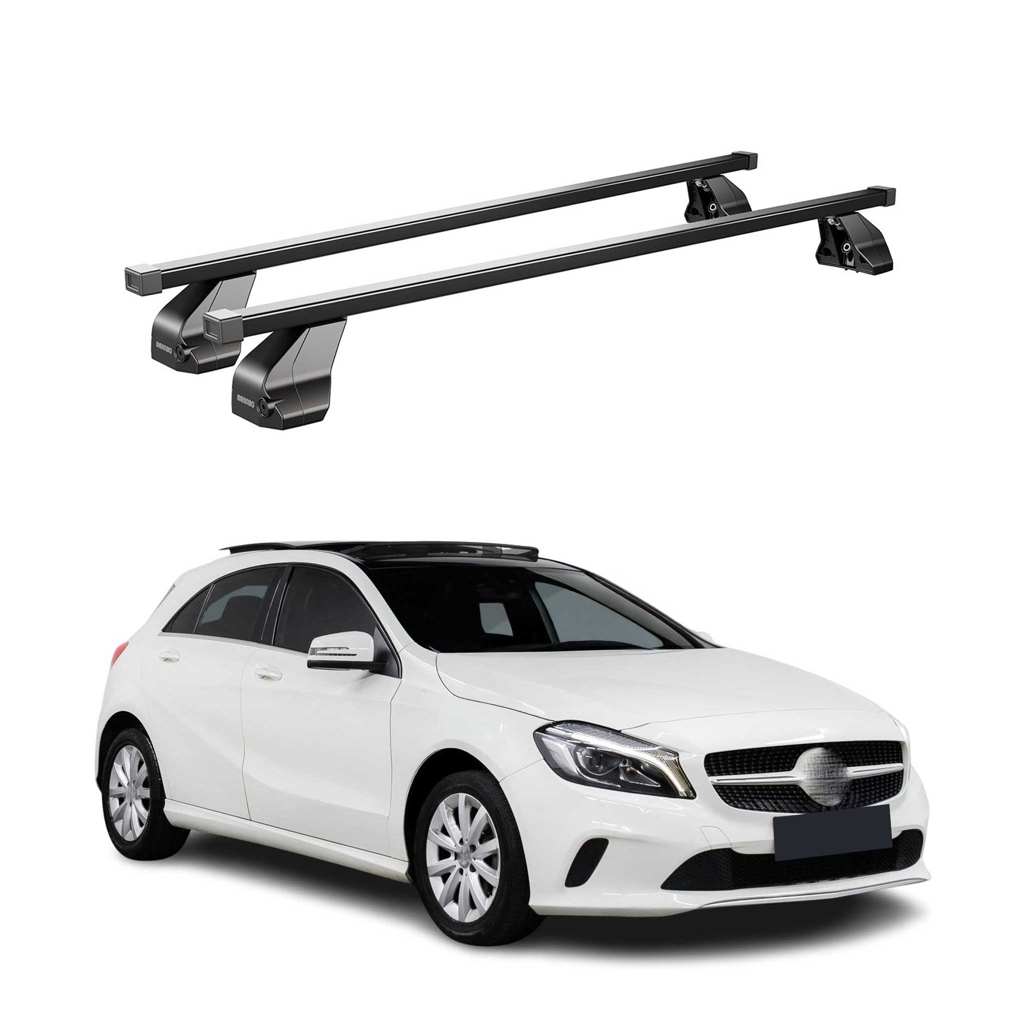 Menabo Dachträger für Mercedes A Klasse W176 2012-2018 75kg Stahl Schwarz 2x