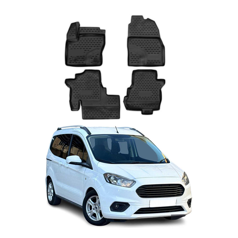 OMAC Gummimatten Fußmatten für Ford Tourneo Courier 2014-2024 TPE Schwarz 4x
