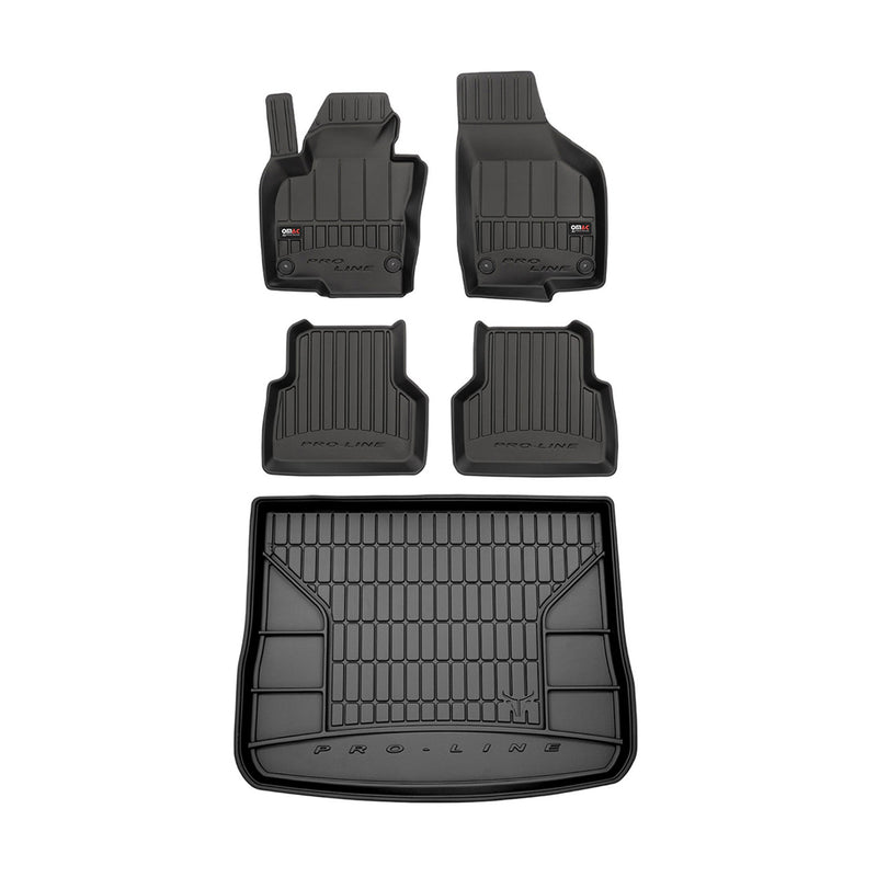 OMAC Fußmatten & Kofferraumwanne Set für VW Tiguan 2007-2018 Gummi Schwarz 5x