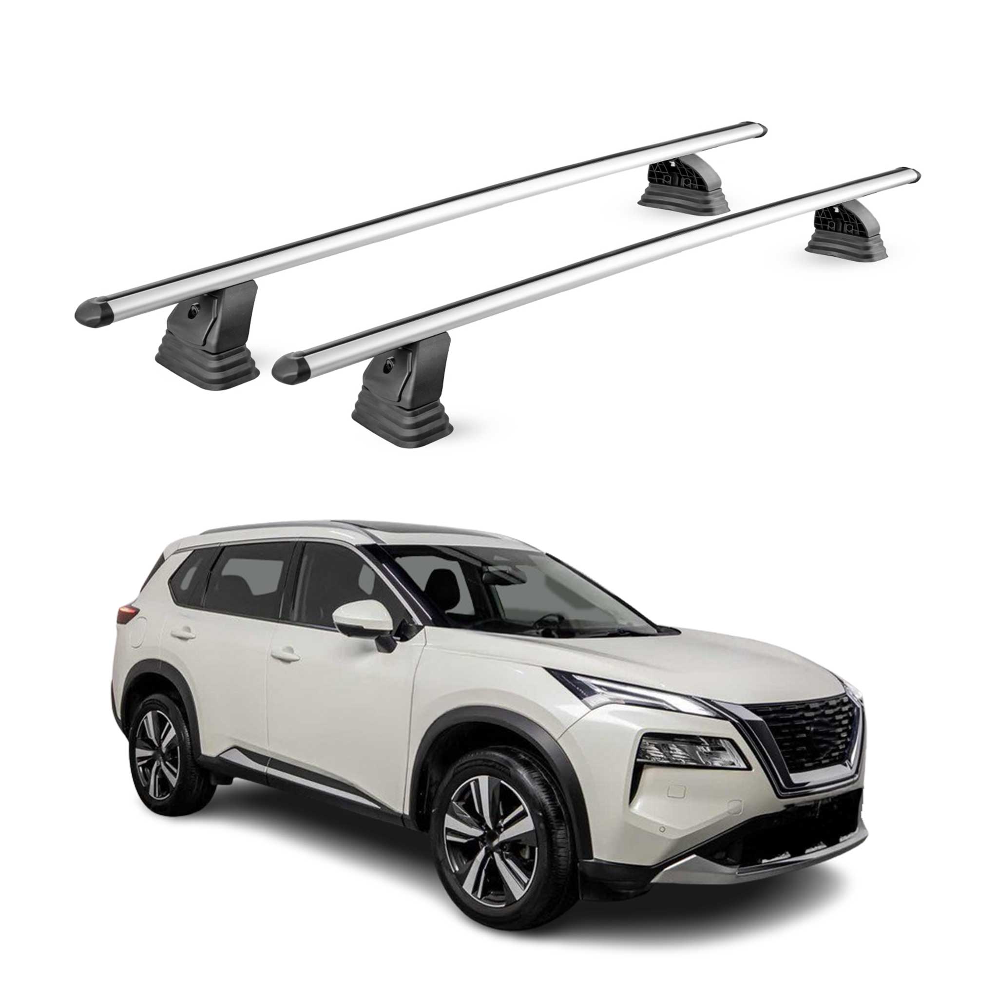 Alu Dachträger für Nissan X-Trail IV T33 2021-2026 TÜV T-Nut 75 kg 2tlg Silber