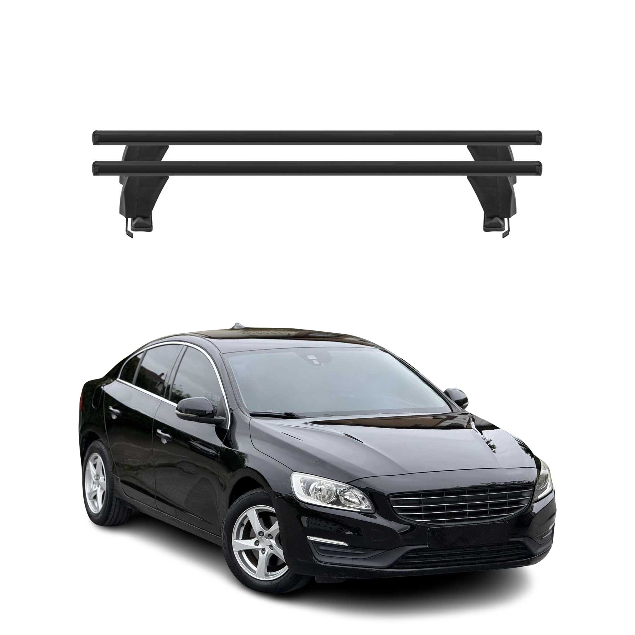 Menabo Dachträger Grundtäger für Volvo S60 2010-2018 50kg Alu Schwarz 2 tlg