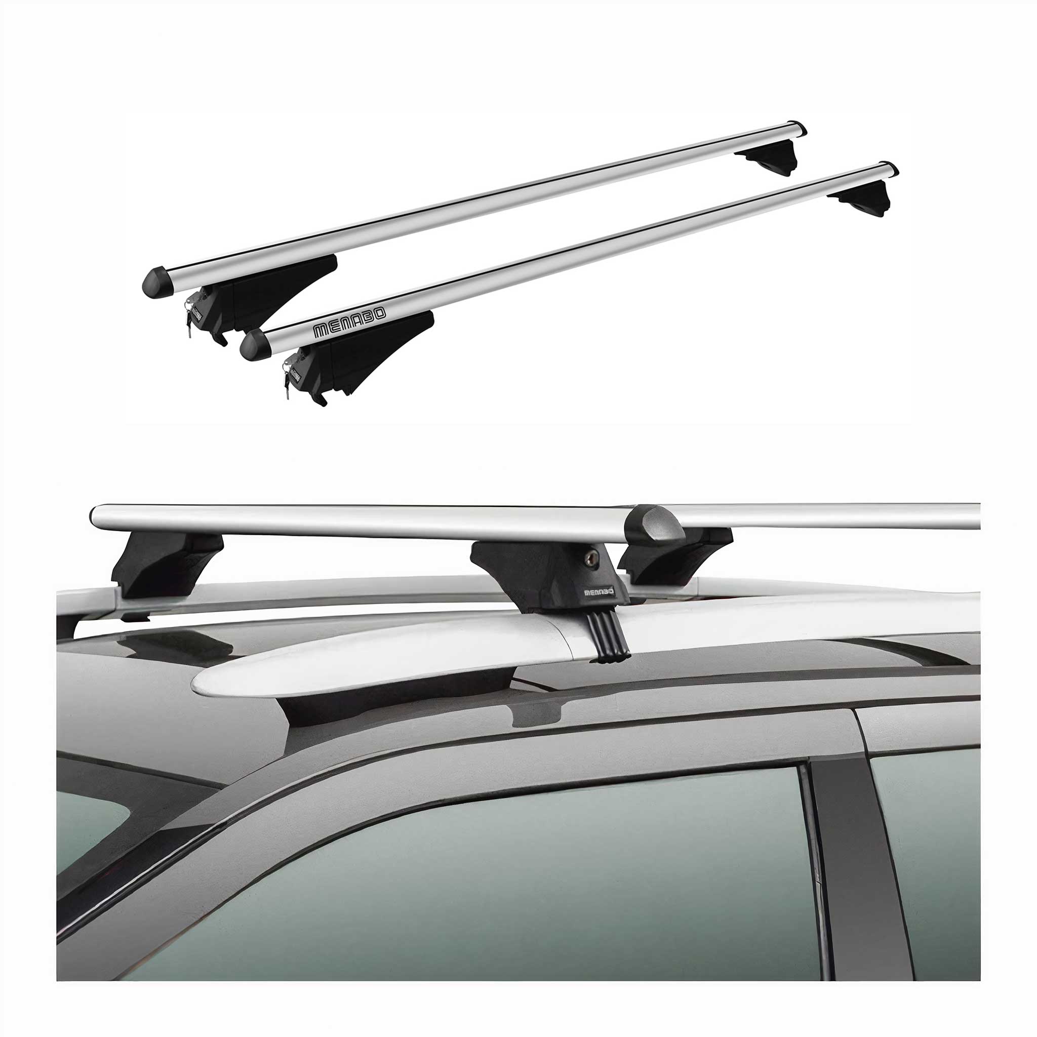 Menabo Dachträger Grundtäger für Audi A6 C7 Allroad 2012-2018 75kg Alu Silber 2x