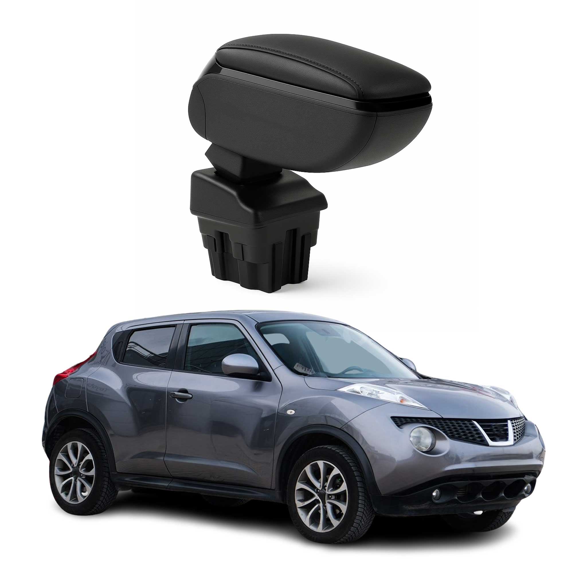 Armlehne Mittelarmlehne Mittelkonsole für Nissan Juke 2011-2019 PU-Leder Schwarz