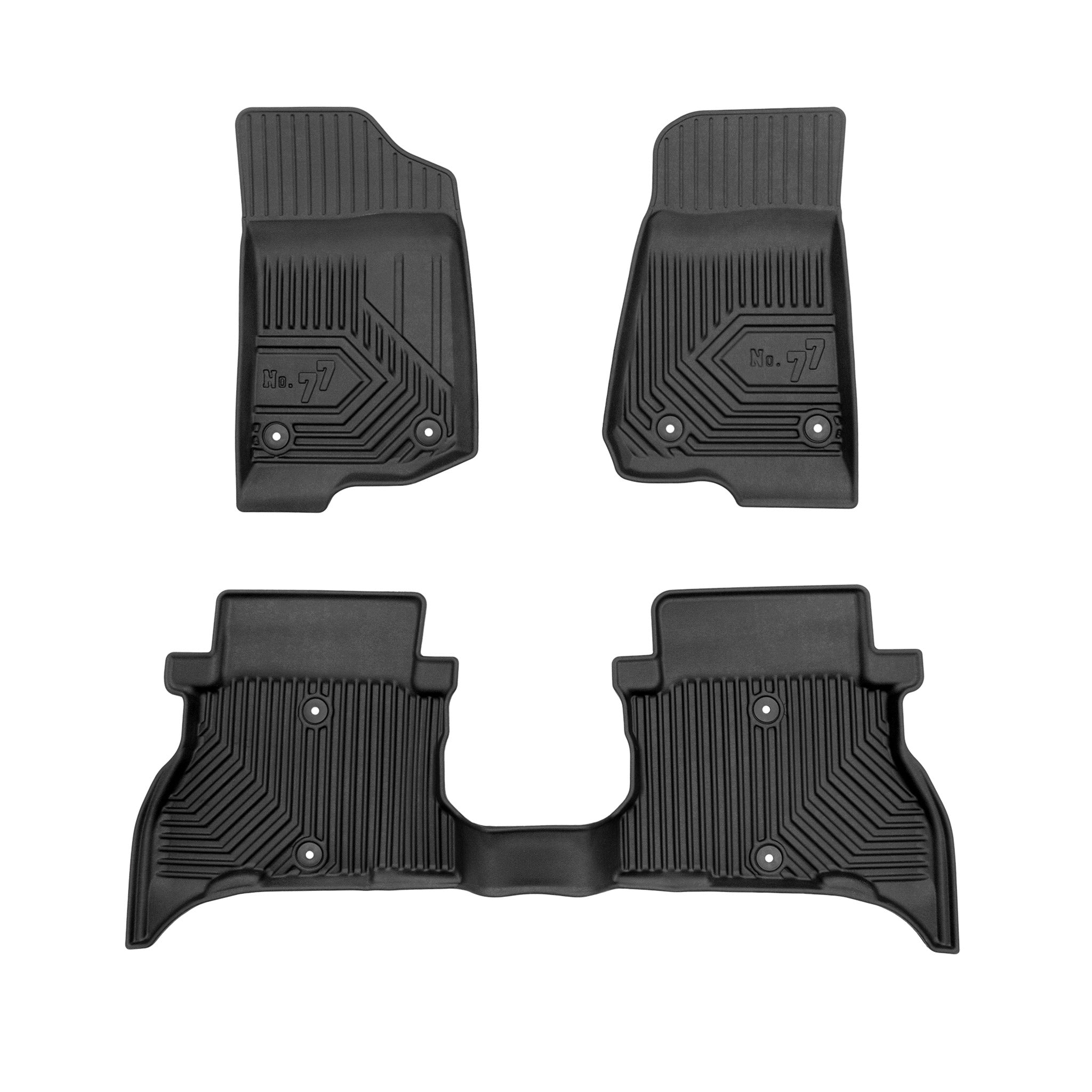 Fußmatten Gummimatten No.77 für Jeep Wrangler 4xe 2021-2026 TPE Schwarz 3 tlg