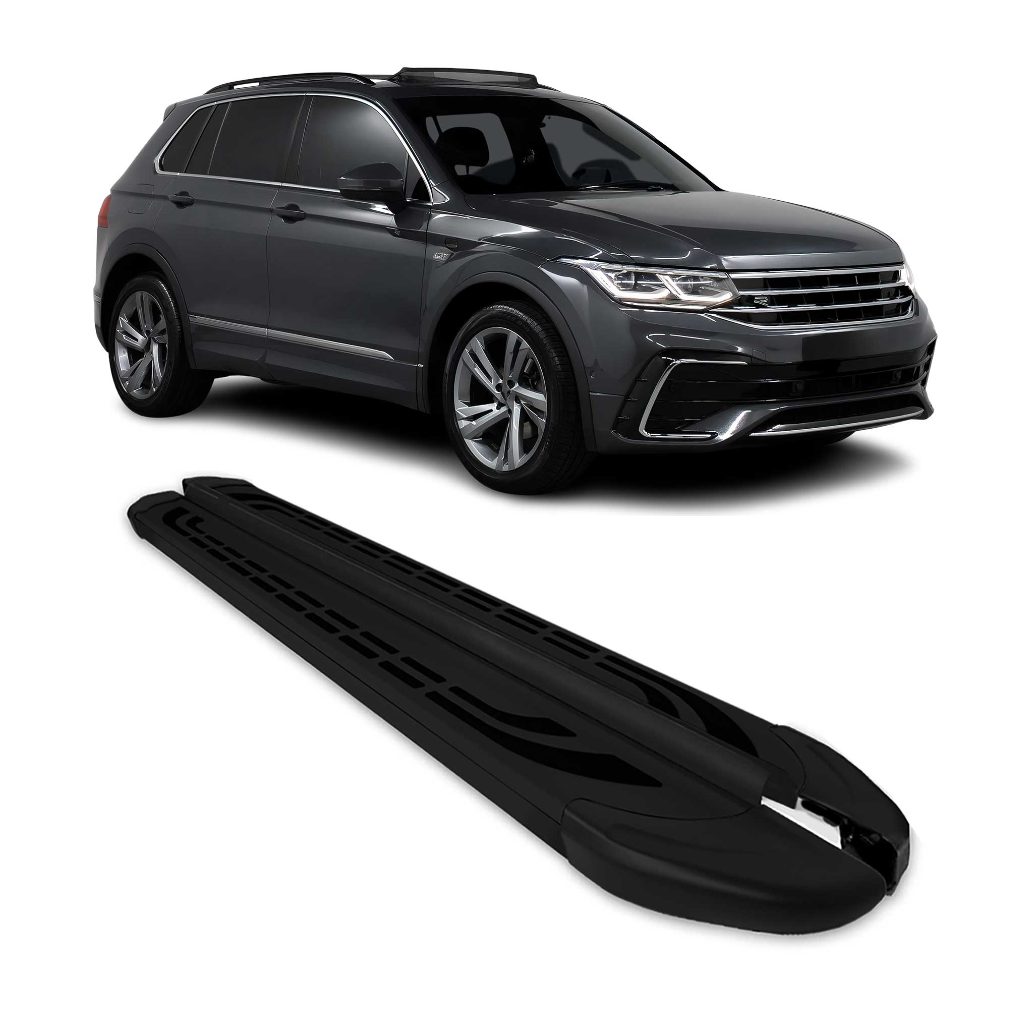 Trittbretter Schweller Seitenbretter für VW Tiguan 2016-2024 Alu Schwarz 2X