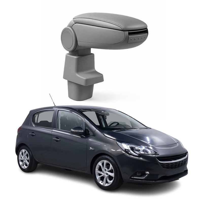 Mittelarmlehne Armlehne Mittelkonsole für Opel Corsa 2015-2019 PU-Leder ABS Grau