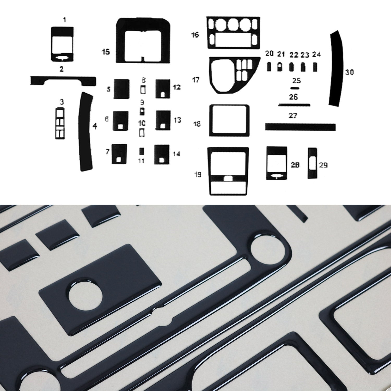 Innenraum Dekor Cockpit für Mercedes Vito W638 1996-2003 Schwarz Optik 30x