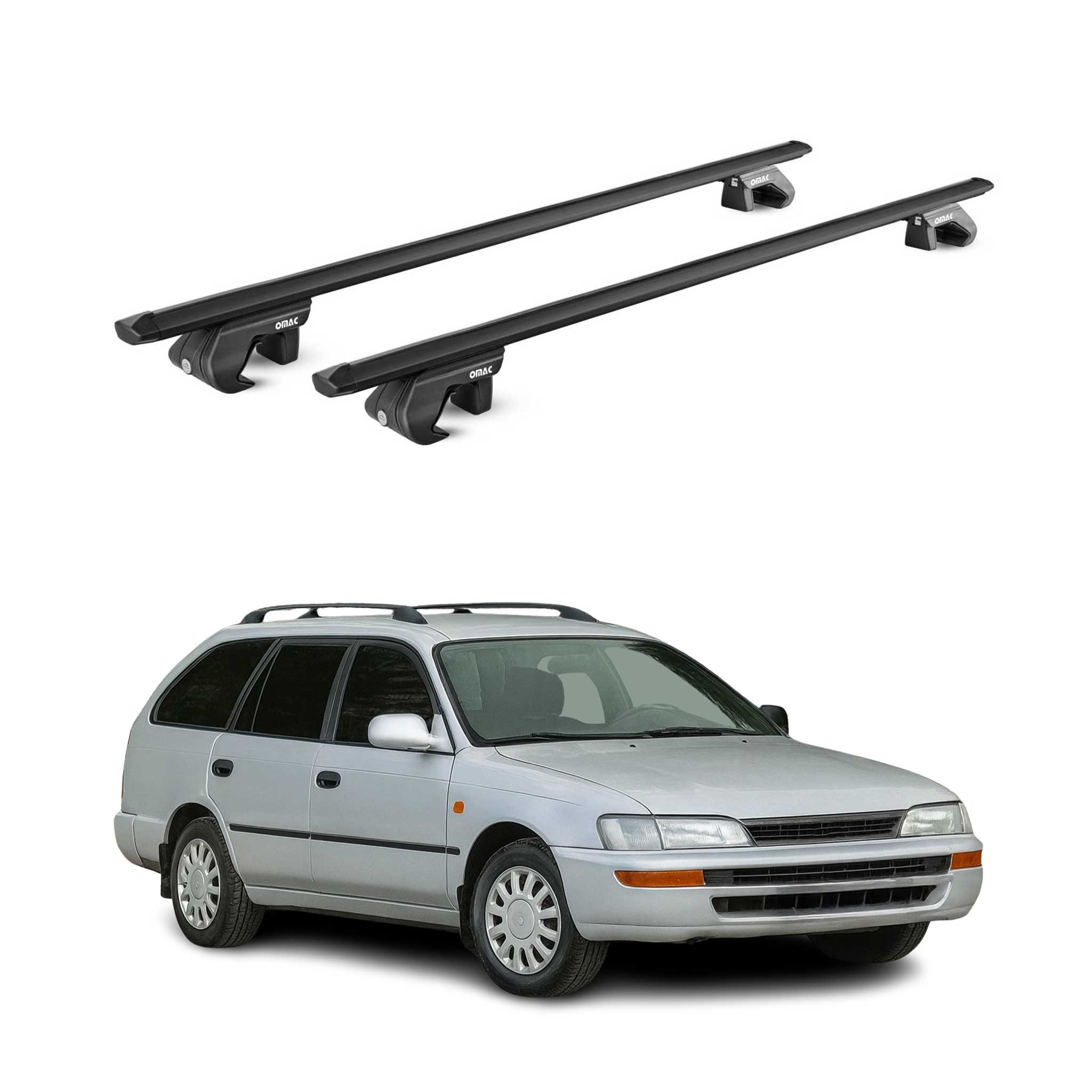 Dachträger für Toyota Corolla Kombi 1992-2007 90kg Alu Schwarz 2x ABE