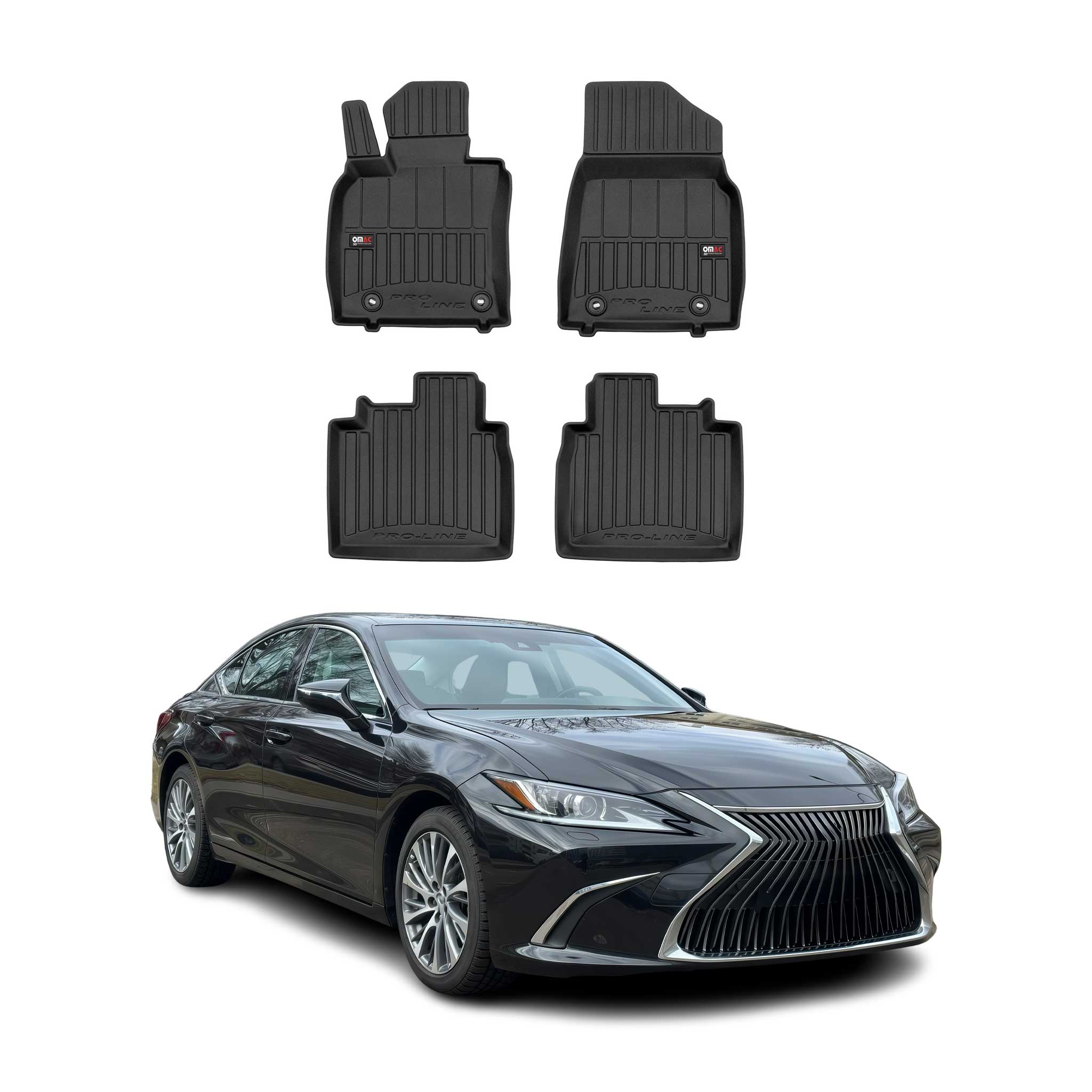 OMAC Gummi Fußmatten für Lexus ES 2018-2025 Premium TPE 3D Automatten Schwarz 4x