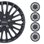 16 Zoll Universal Radblenden Radkappen Radzierblenden Matte Schwarz ABS 4 Stück