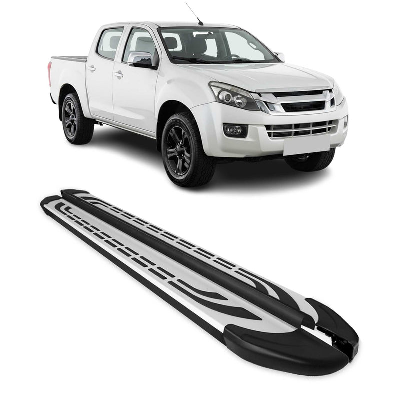 Trittbretter Seitenschweller für Isuzu D-Max DoubleCab 2012-2018 Alu Schwarz