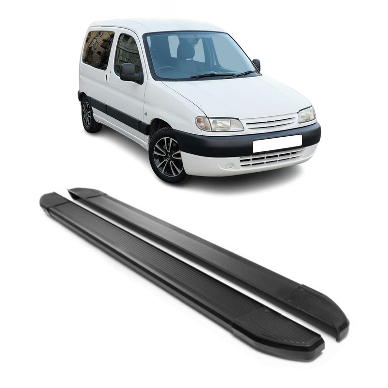 Alu Seitenschweller Trittbretter für Citroen Berlingo L1 1996-2008 Schwarz 2x