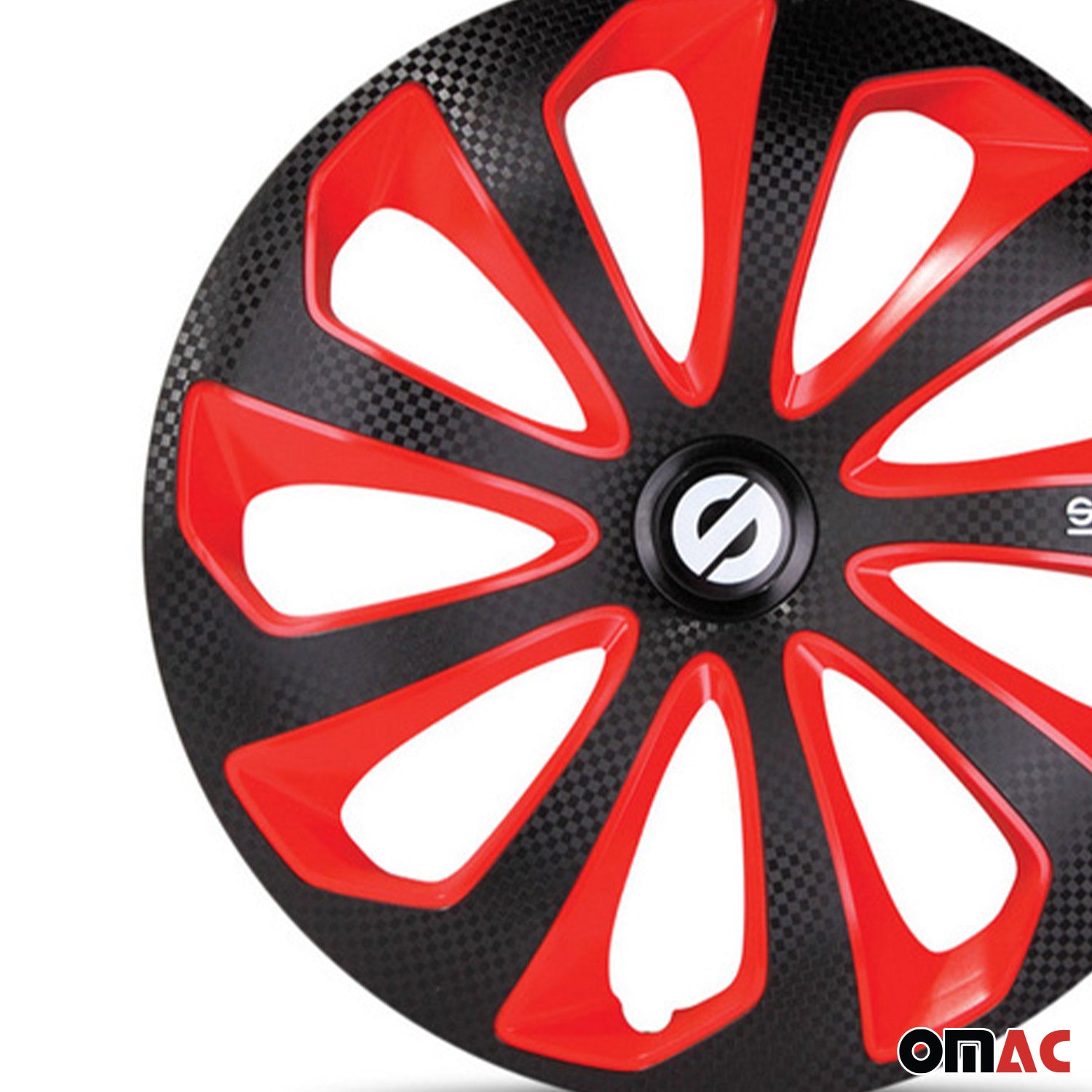 Radkappen Radzierblenden Sparco Sicilia 16" Zoll Abdeckung Schwarz Rot Carbon 4x