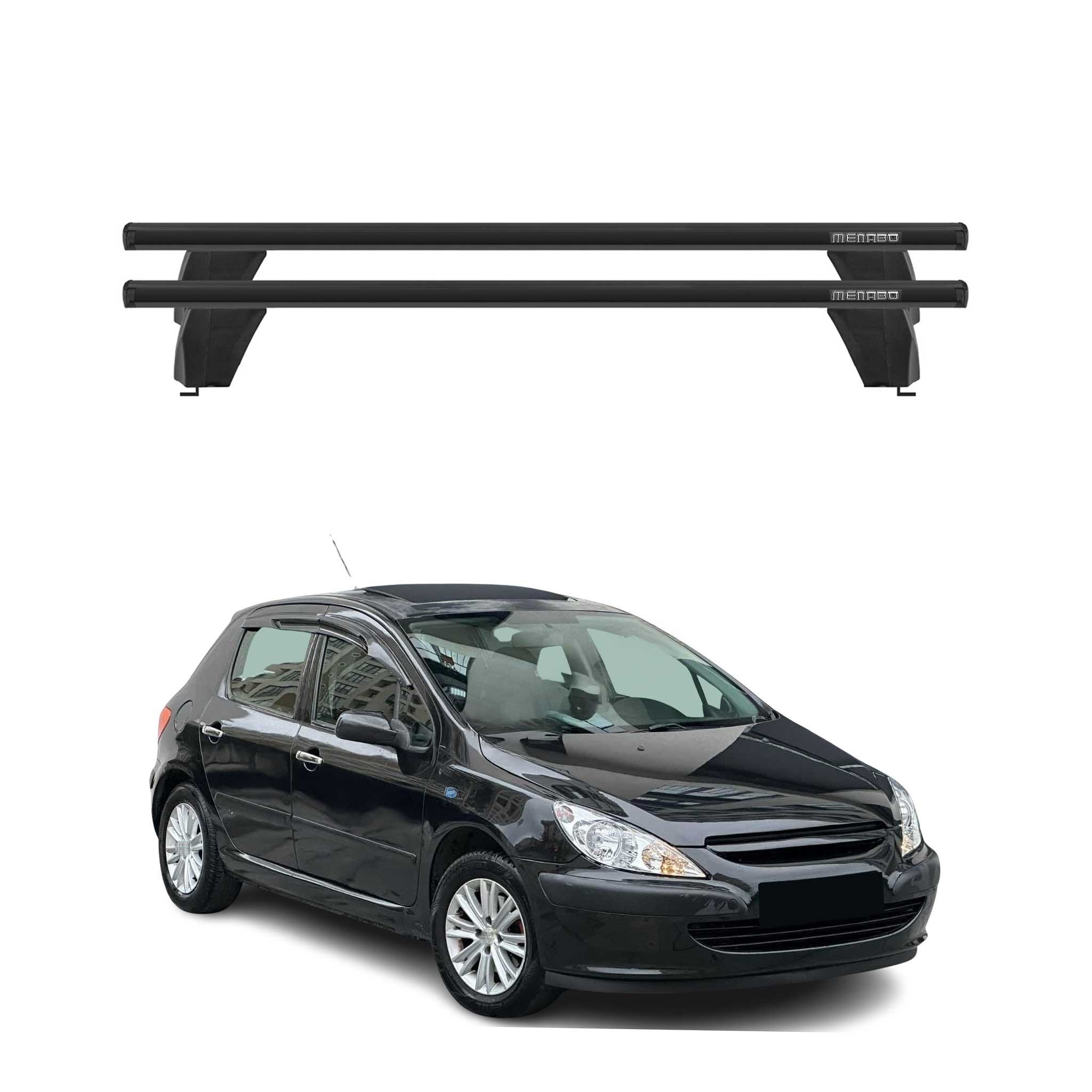Menabo Dachträger Grundtäger für Peugeot 307 2001-2008 3tür 75kg Alu Schwarz 2x