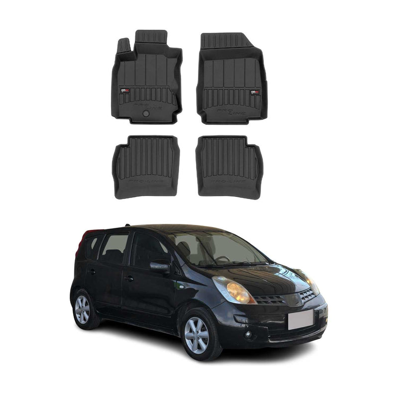 OMAC Gummi Fußmatten für Nissan Note 2006-2012 Premium TPE Automatten Schwarz 4x