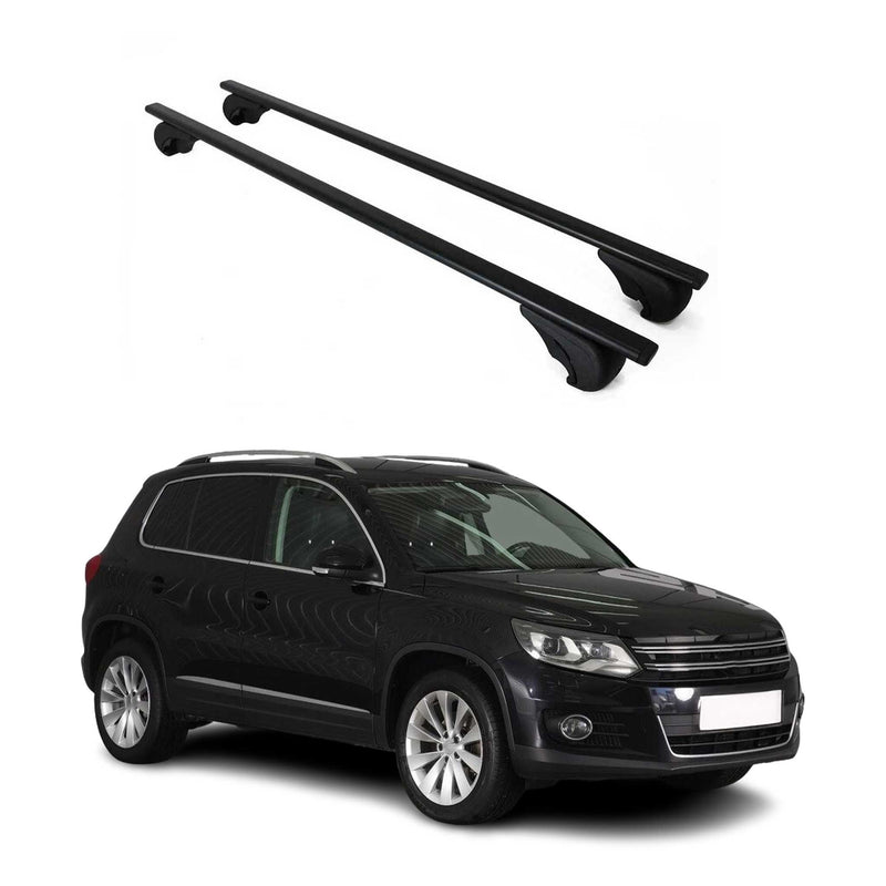 Dachträger Grundtäger für VW Tiguan mk1 2007-2016 75kg Metall Schwarz 2 tlg