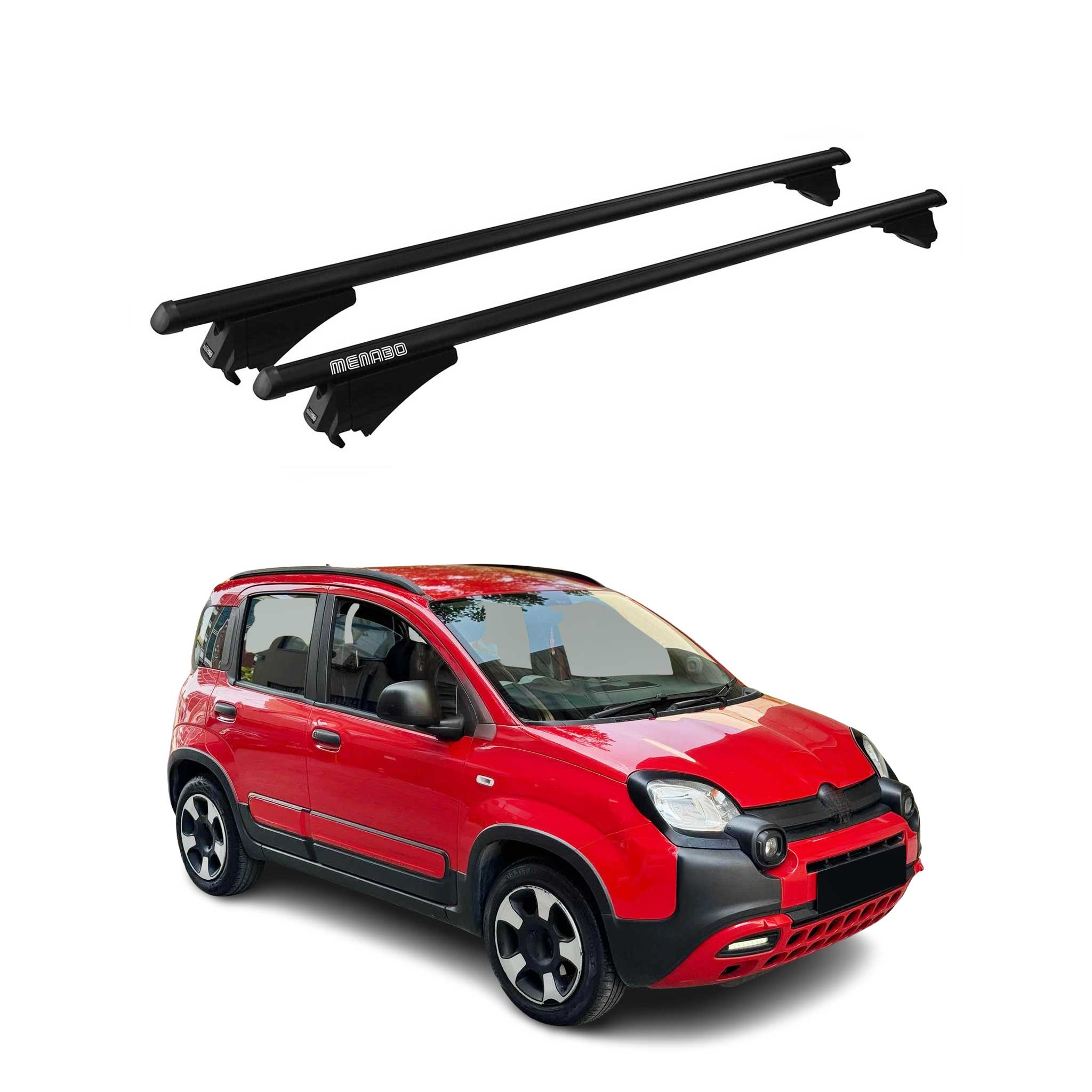Menabo Dachträger für Fiat Panda III 319 Hybrid 2020-2026 75kg Alu Schwarz 2x