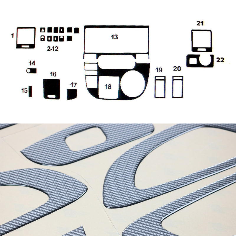 Innenraum Dekor Cockpit für VW T5 Multivan 2003-2009 Carbon Optik 22 tlg