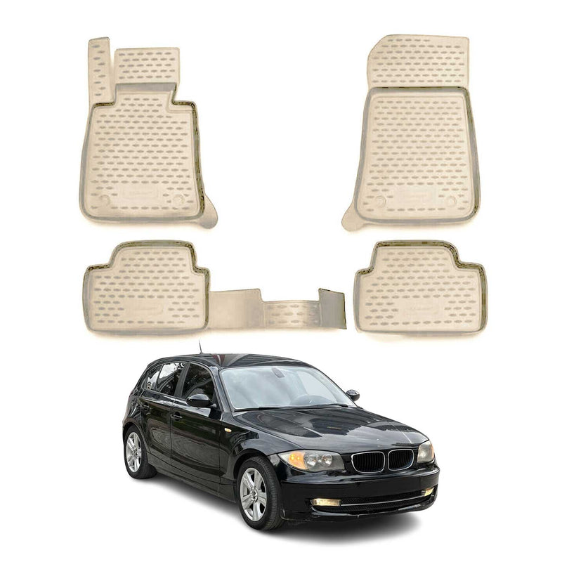 OMAC Gummimatten Fußmatten für BMW 1er E87 2004-2013 TPE Automatten Beige 4x