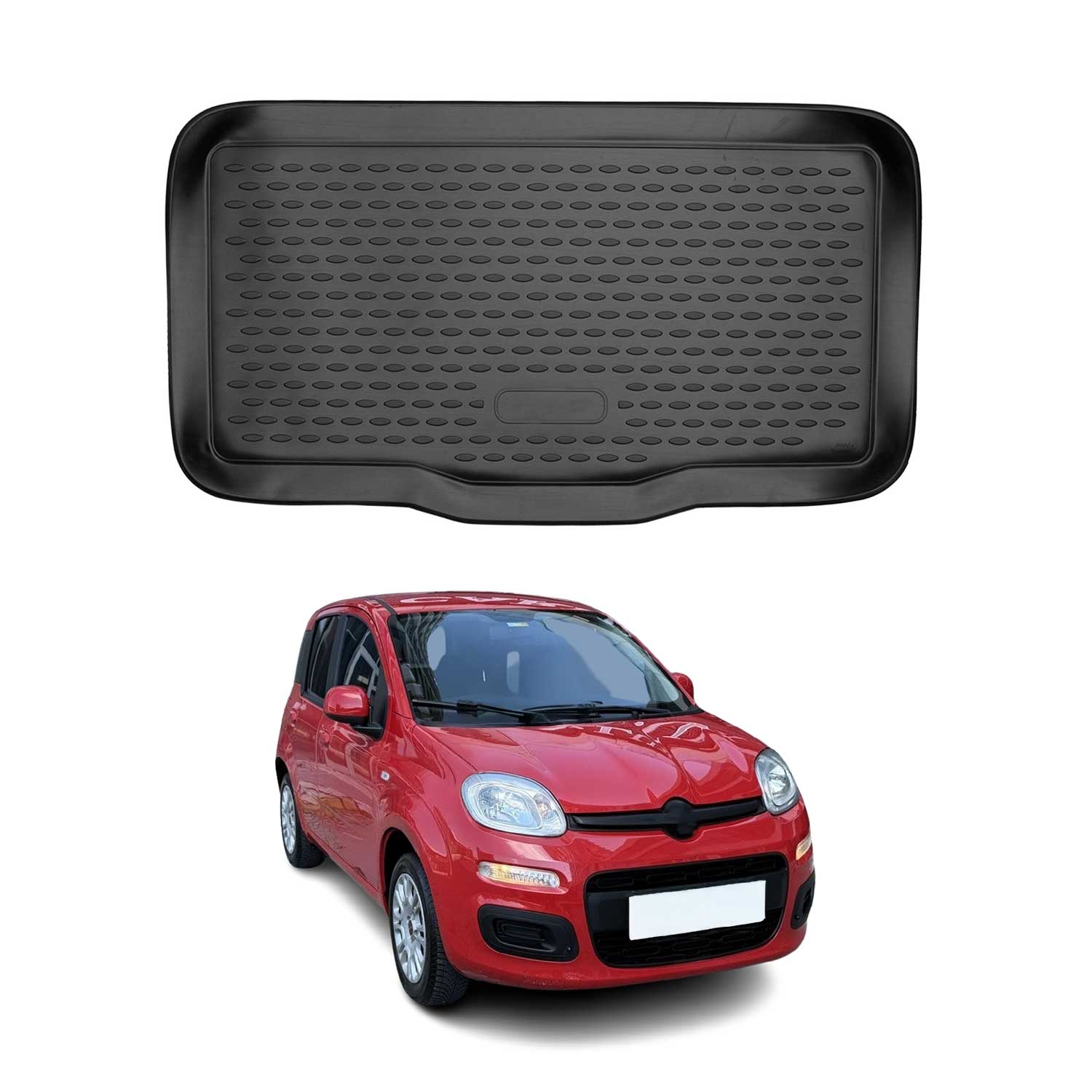 Kofferraummatte Kofferraumwanne für Fiat Panda 2012-2026 Gummi TPE Schwarz