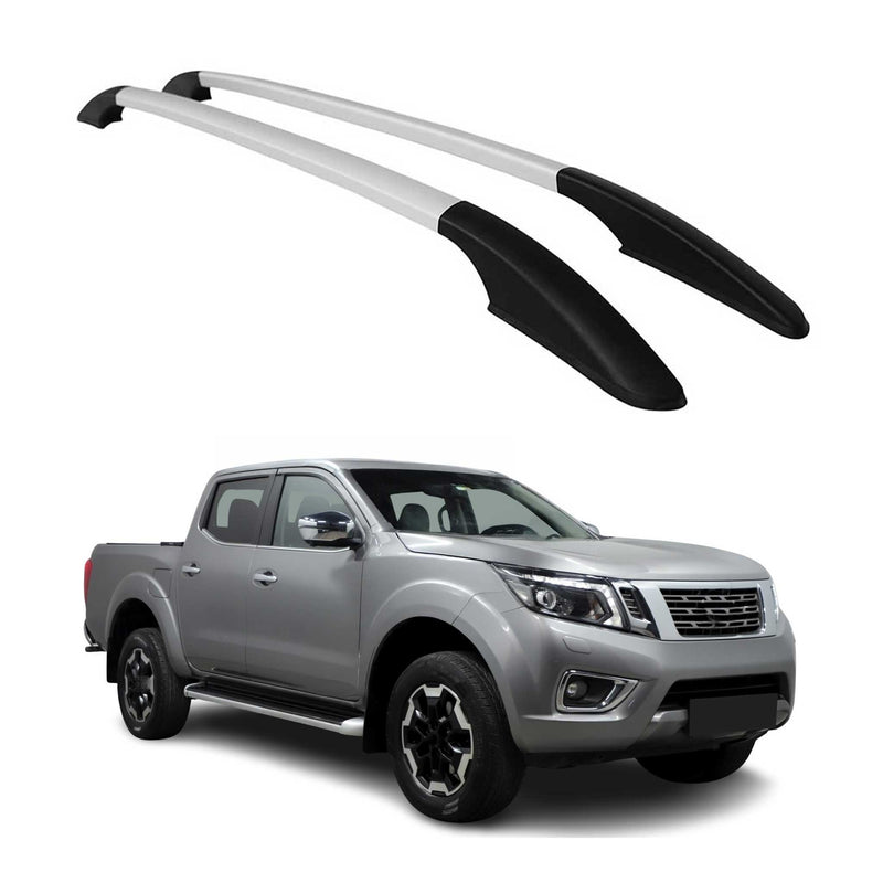 Alu Dachreling Relingträger für Nissan Navara D23 2015-2025 Double Cab Silber 2x
