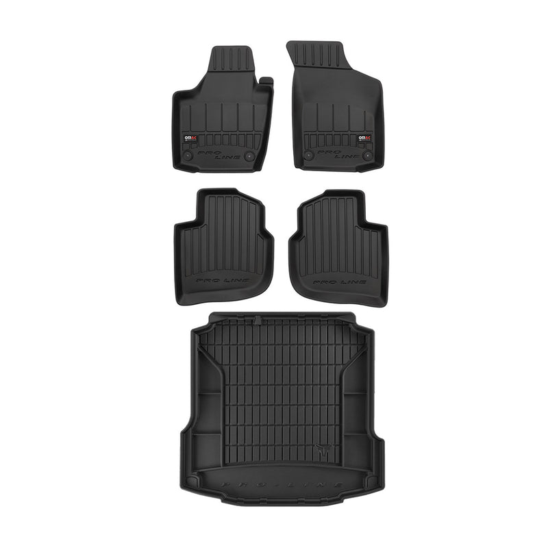 OMAC Fußmatten & Kofferraumwanne Set für Seat Toledo 2013-2019 Gummi Schwarz 5x