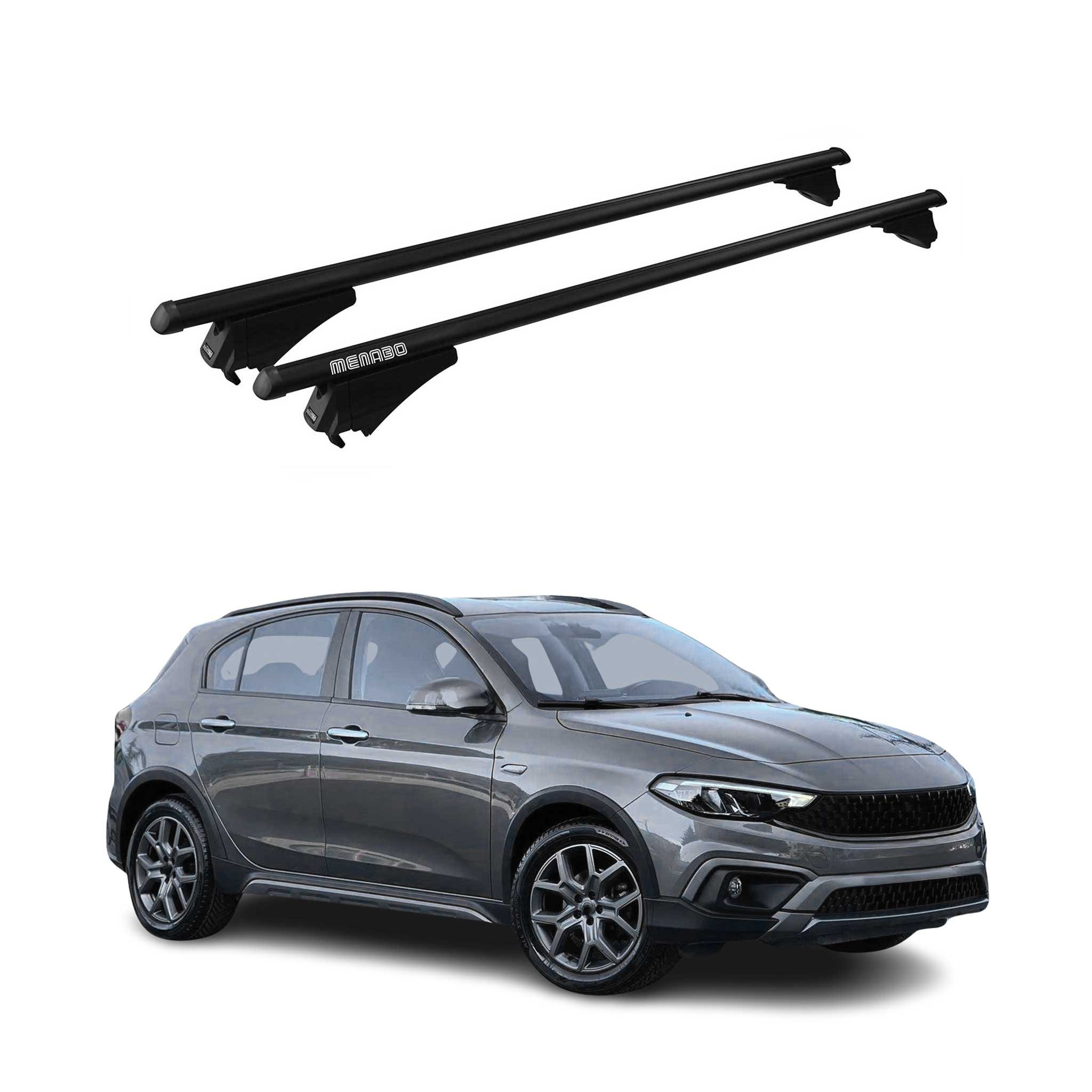 Menabo Dachträger Grundtäger für Fiat Tipo Cross 2020-2023 75kg Alu Schwarz 2x