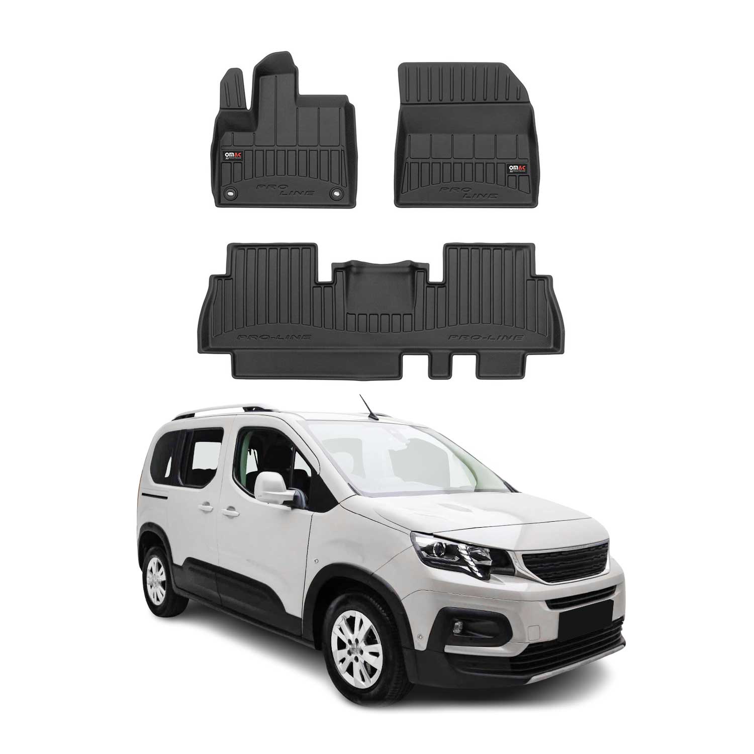 OMAC Gummi Fußmatten für Peugeot Rifter 2018-2024 Premium TPE Automatten 3tlg