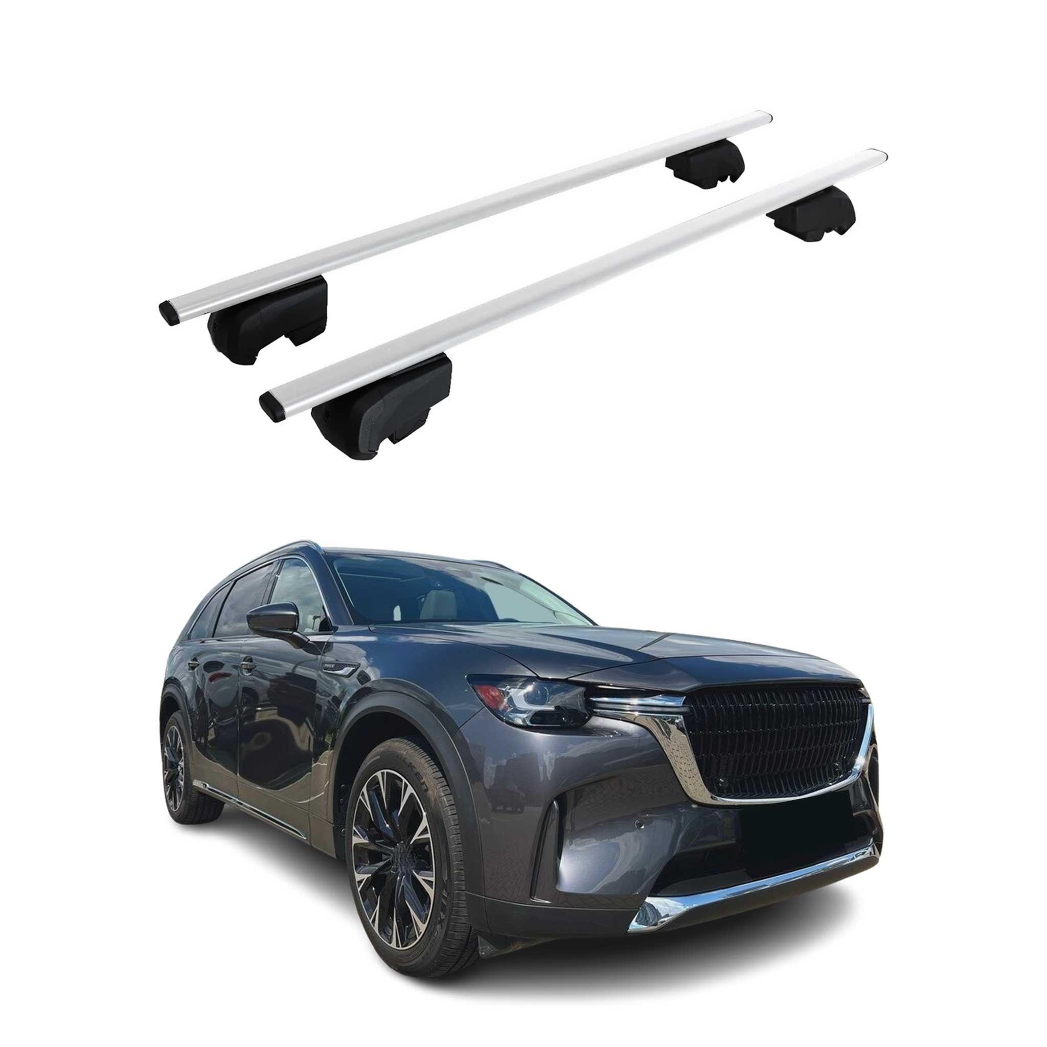 Dachträger Grundtäger für Mazda CX-90 2024-2026 75kg Metall Silber 2 tlg